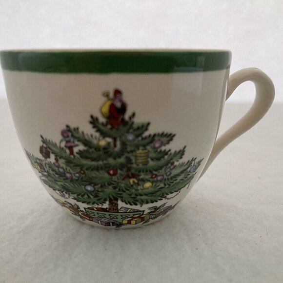 Spode Christmas Tree Tea Cup Saucer Set S3324 Green Trim Replacement Holiday - Picture 2 of 12